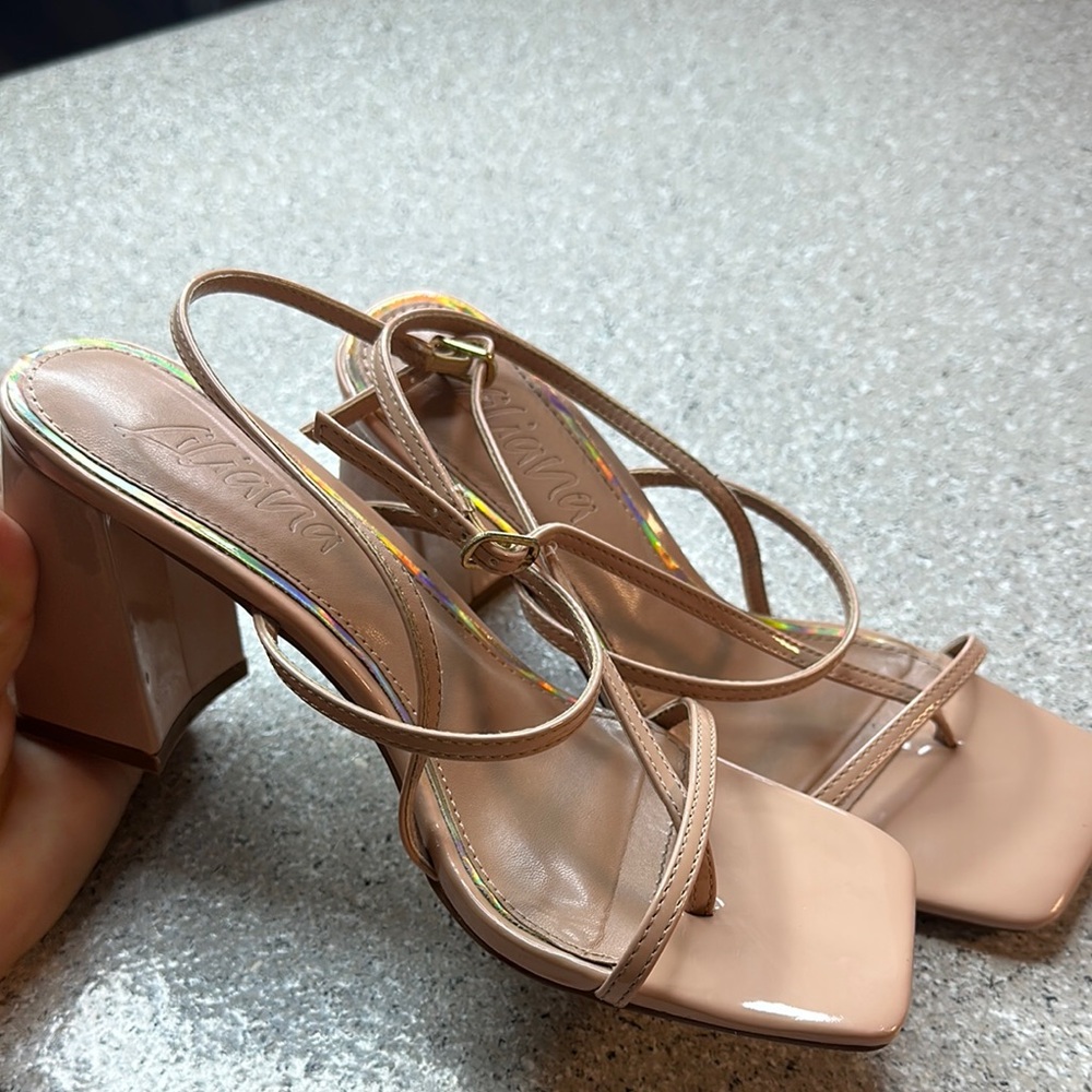ALiana Women's Tan Strappy Heels